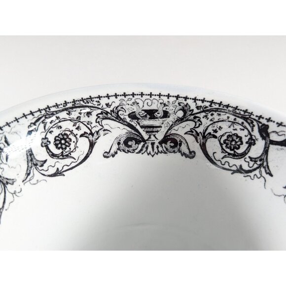 Antique black transferware teacup, Leonre Gauthier large teacup, monochrome home - Picture 10 of 10